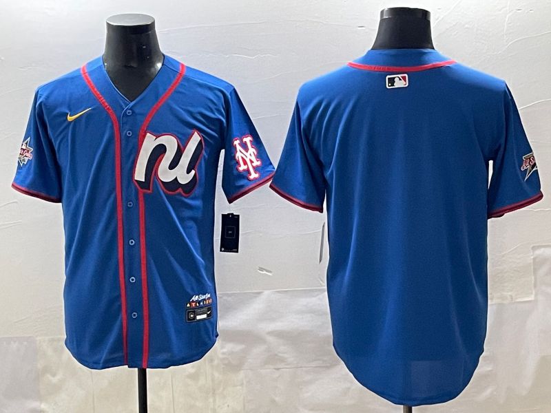 Men 2025 New York Mets Blank Blue All star Blank Blue Nike MLB Jersey style 1->new york mets->MLB Jersey